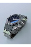 Custom Seiko Mod • Navy Blue Waffle AP with Blue AR Automatic Watch • 37mm